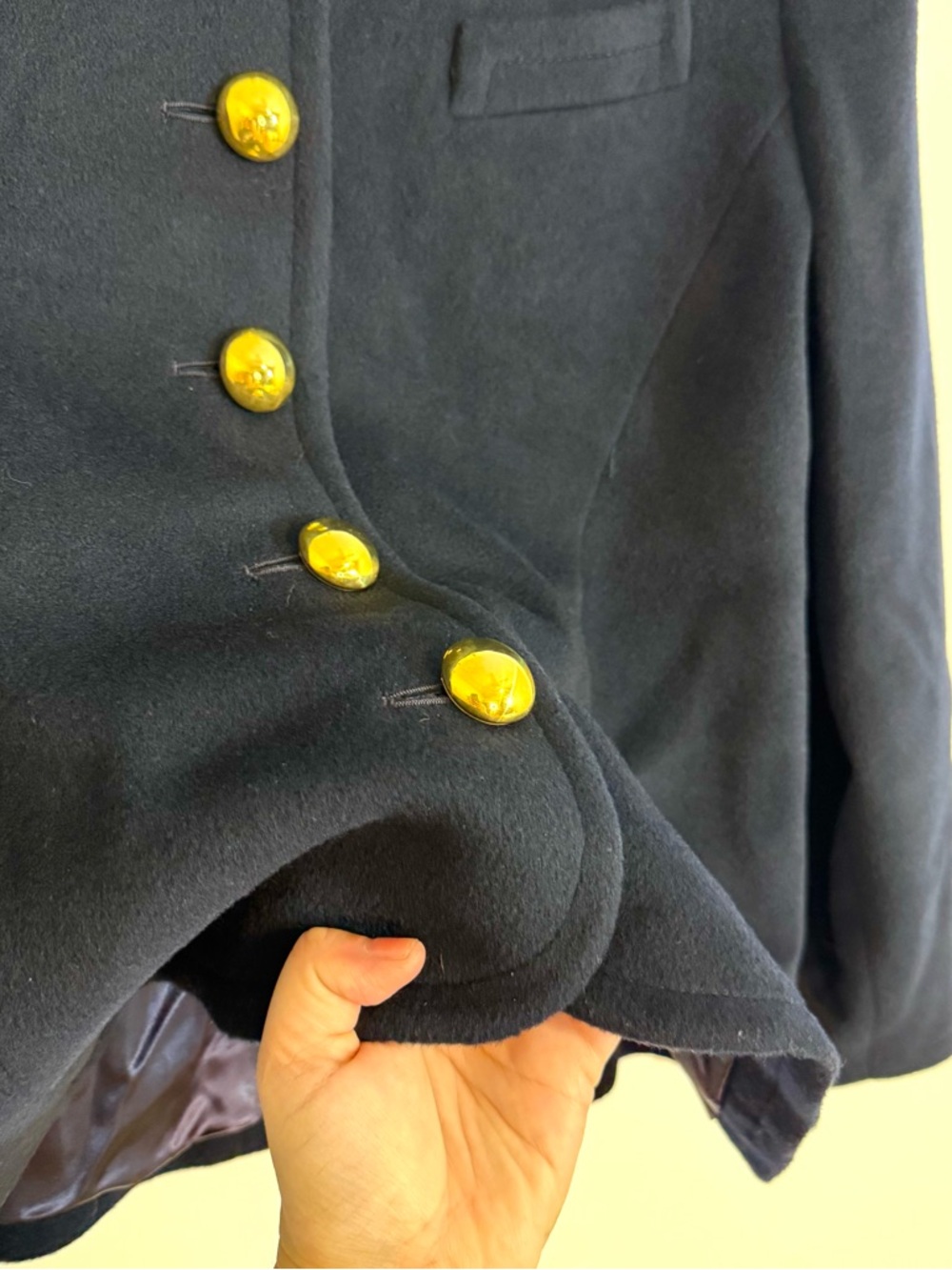 Vintage Mac Taggart Wool Cashmere Navy Blazer Gold Buttons Chanel Style Size 14 - Picture 4 of 10